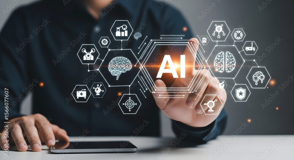 Poster revolutionizing industries with artificial intelligence a technological leap