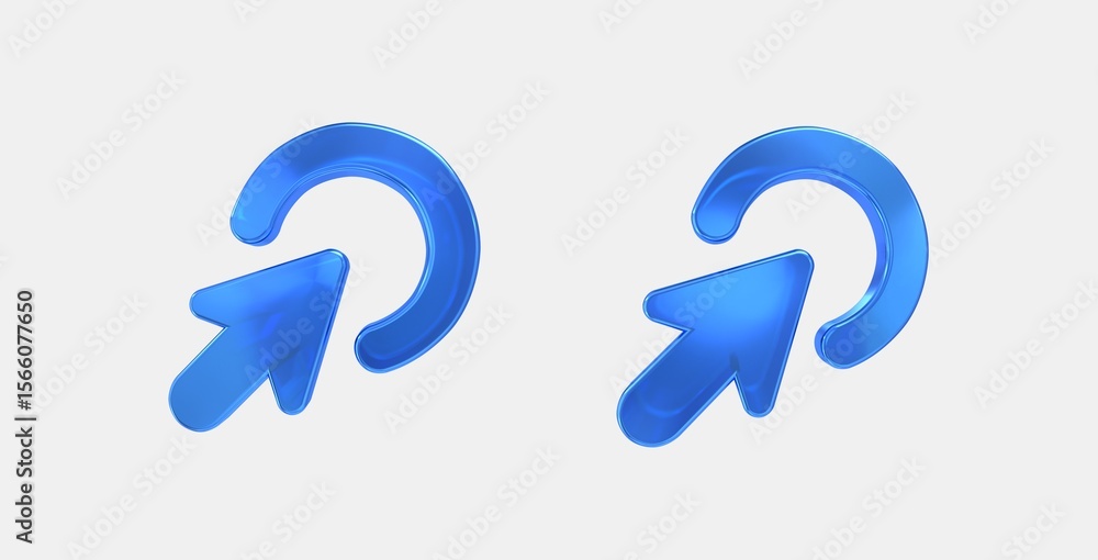Poster right click 3d icon on isolate white background