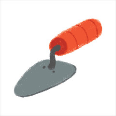 Trowel Illustration with crayon style editable for cards, poster decorations, t-shirt prints, stickers, icons and others