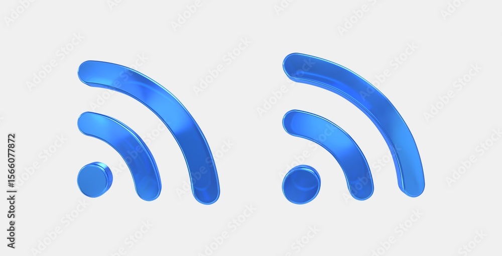 Poster rss feed 3d icon on isolate white background