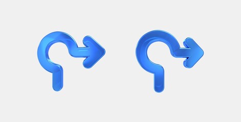 roundabout right 3D icon on isolate white background