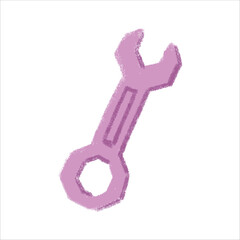 Wrench Illustration with crayon style editable for cards, poster decorations, t-shirt prints, stickers, icons and others