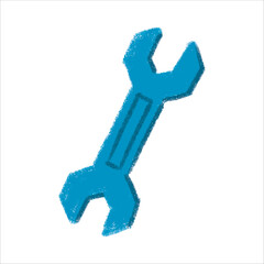 Wrench Illustration with crayon style editable for cards, poster decorations, t-shirt prints, stickers, icons and others