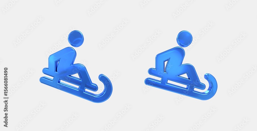 Poster sledding 3d icon on isolate white background