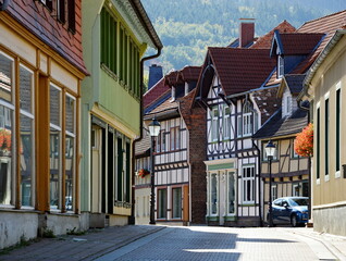 Historical Buildings in the Old Town of Ilsenburg, Saxony Anhalt