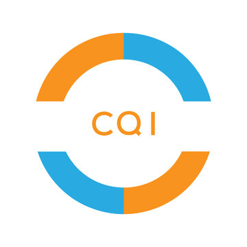 Modern CQI Circular Logo Design &ndash; Colorful Blue and Orange Business Branding Symbol. CQI Letter Logo.
