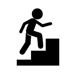 A person climbing stairs icon representing career development, growth, and business success.