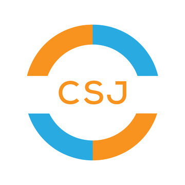 Modern CSJ Circular Logo Design &ndash; Colorful Blue and Orange Business Branding Symbol. CSJ Letter Logo.
