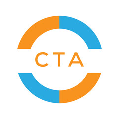 Modern CTA Circular Logo Design – Colorful Blue and Orange Business Branding Symbol. CTA Letter Logo.
