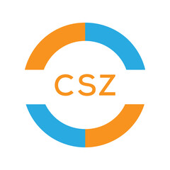 Modern CSZ Circular Logo Design – Colorful Blue and Orange Business Branding Symbol. CSZ Letter Logo.
