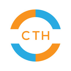 Modern CTH Circular Logo Design – Colorful Blue and Orange Business Branding Symbol. CTH Letter Logo.
