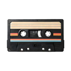 Audio Cassette Tape, a Vintage Music Storage Medium, with Retro Design Elements isolated on transparent background
