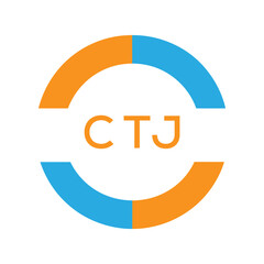 Modern CTJ Circular Logo Design – Colorful Blue and Orange Business Branding Symbol. CTJ Letter Logo.
