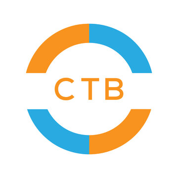 Modern CTB Circular Logo Design &ndash; Colorful Blue and Orange Business Branding Symbol. CTB Letter Logo.
