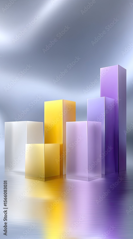 Poster abstract 3d bar chart with gradient colors