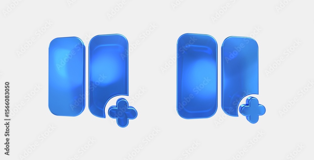 Poster split screen vertical add 3d icon on isolate white background