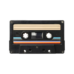 Fototapeta premium Cassette Tape on, Retro Audio Technology, Vintage Music Storage isolated on transparent background