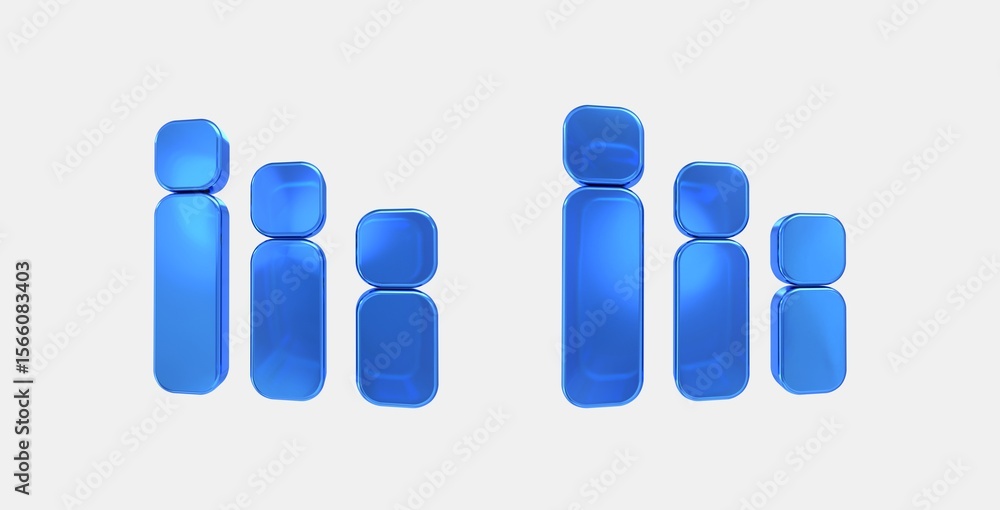 Poster stacked bar chart 3d icon on isolate white background