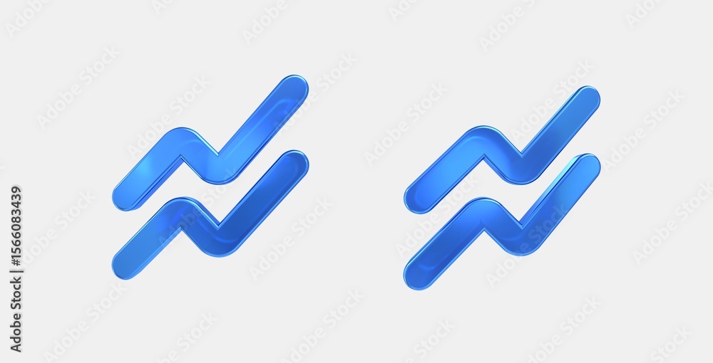 Poster stacked line chart 3d icon on isolate white background