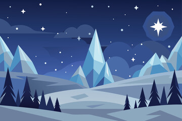 Fototapeta premium Frozen Mountain Landscape Vector