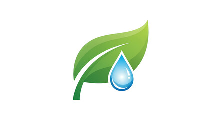 A fresh green leaf glistens with a vibrant blue water drop, symbolizing nature's purity and environmental sustainability for a clean, healthy world.