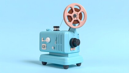 Fototapeta premium Retro School & Office Supplies – Pastel Isolated Vintage Elements on Light Blue Background 