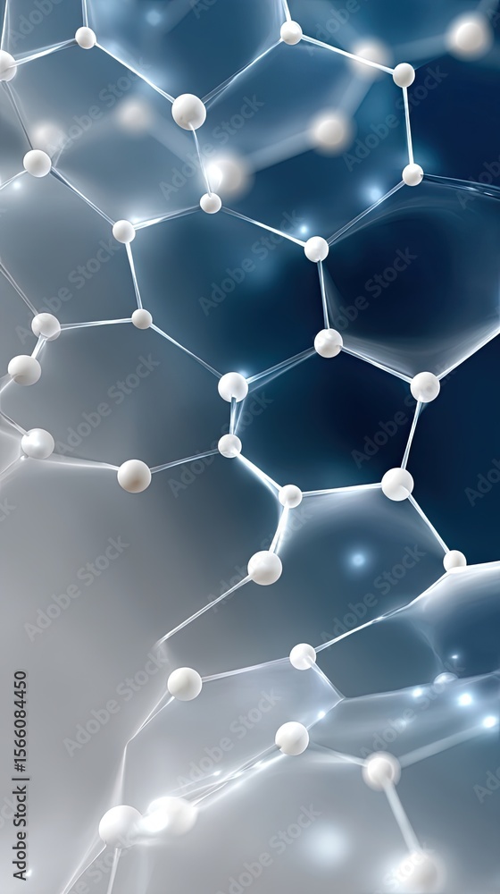 Poster abstract blue and gray hexagonal network pattern