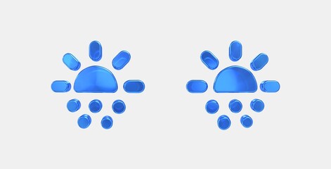 sunny snowing 3D icon on isolate white background