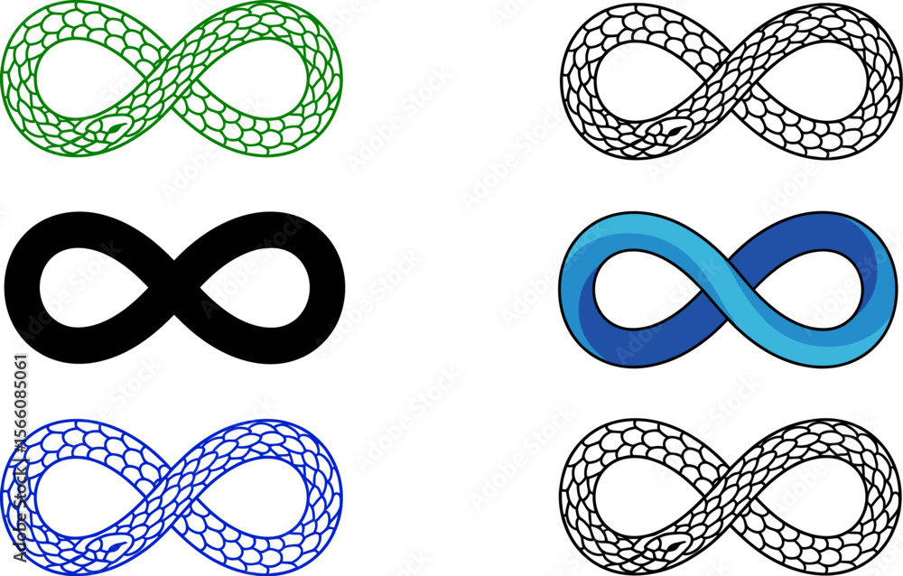 Poster infinity symbol vector illustration collection of various styles and colors endless loop design conc