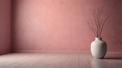 Minimalist pink background with soft shadows and smooth gradient. Clean and simple setup with empty space for text or product placement.