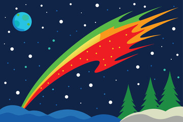 Naklejka premium christmas night landscape with stars