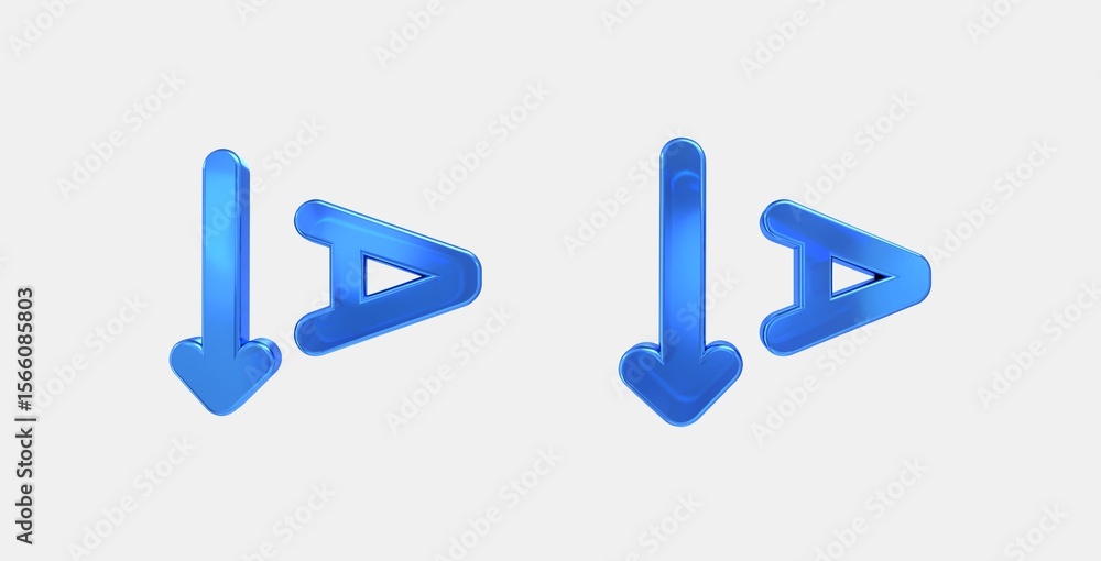 Poster text rotation down 3d icon on isolate white background