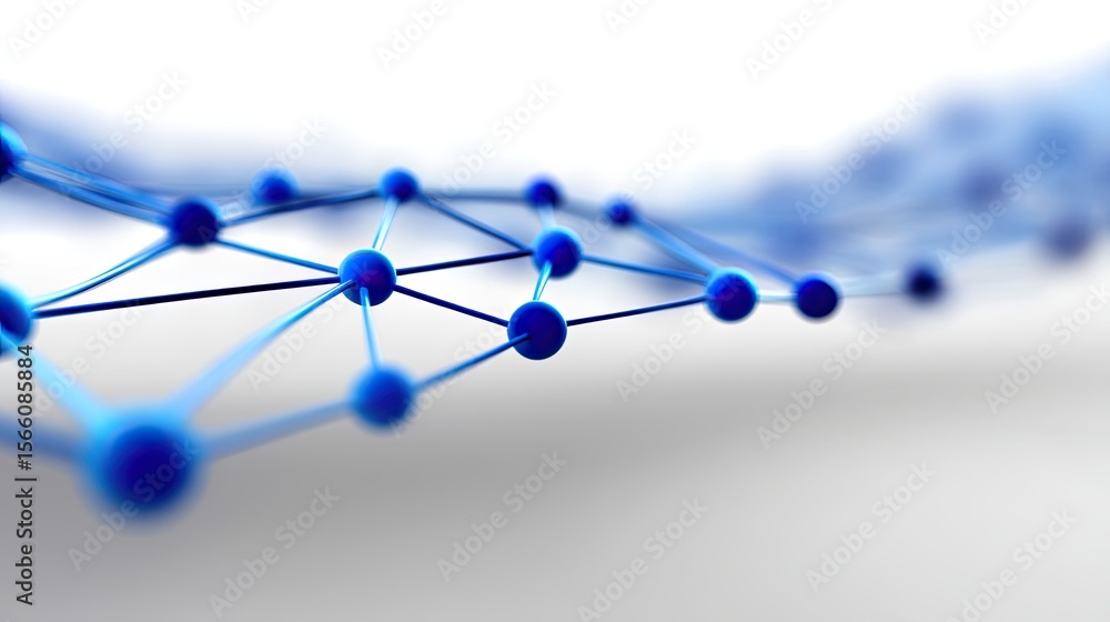 Aufkleber abstract blue hex grid neural network connection