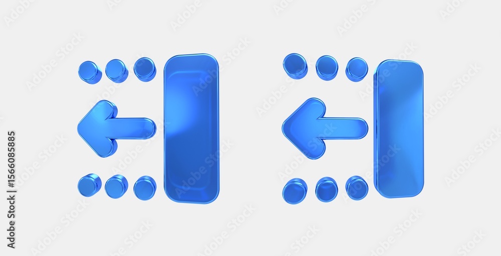 Aufkleber text select move back word 3d icon on isolate white background