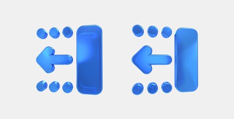 text select move back word 3D icon on isolate white background