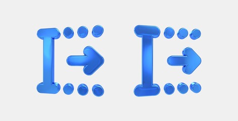 text select move forward character 3D icon on isolate white background