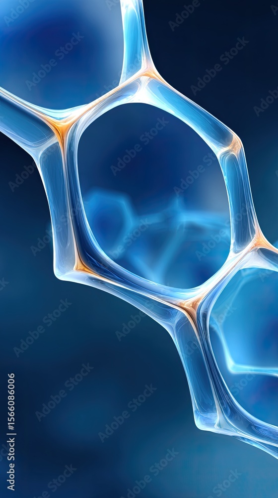 Poster abstract blue mesh network with hexagonal structure