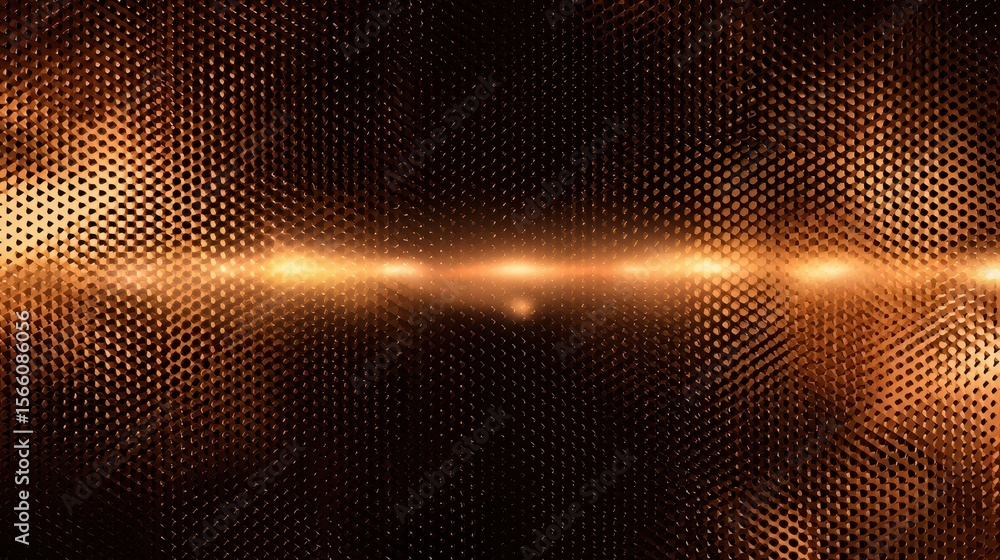 Poster abstract texture of copper mesh with glowing light effects creating a warm atmosphere