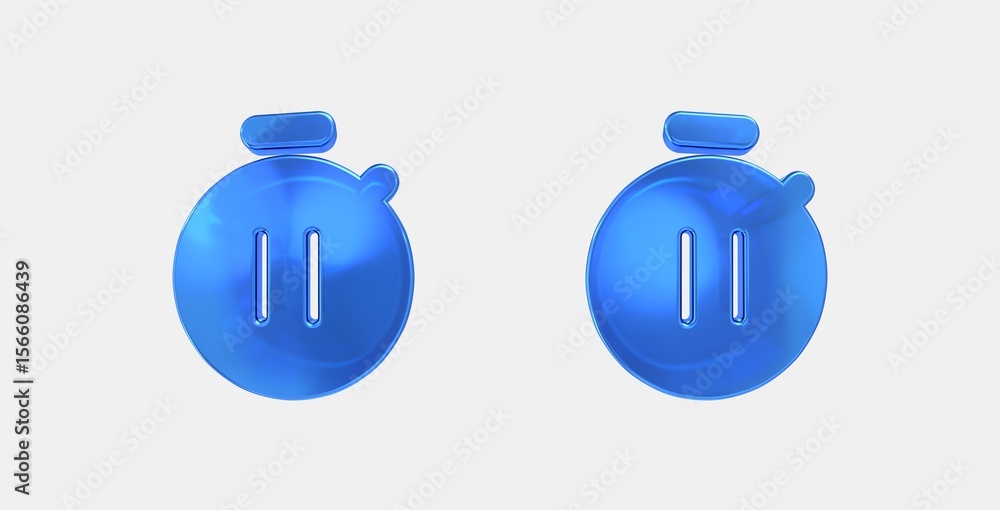 Poster timer pause 3d icon on isolate white background