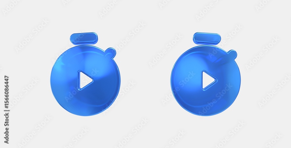 Poster timer play 3d icon on isolate white background