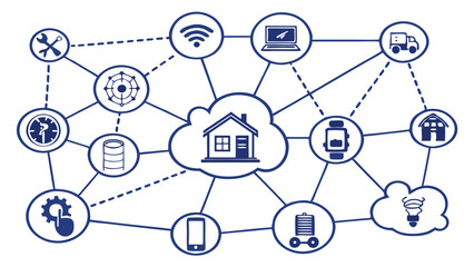 Smart Home Internet of Things (IoT) Network with Cloud Computing and Connected Devices. Digital Technology Ecosystem for Home Automation and Modern...