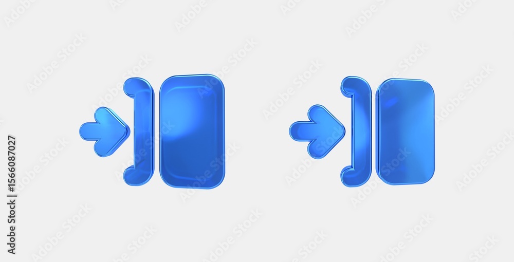 Poster transition push 3d icon on isolate white background
