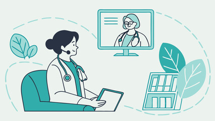 Telemedicine Consultation: Doctor and Patient Engaging in Virtual Online Medical Care via Video Call for Digital Healthcare Services