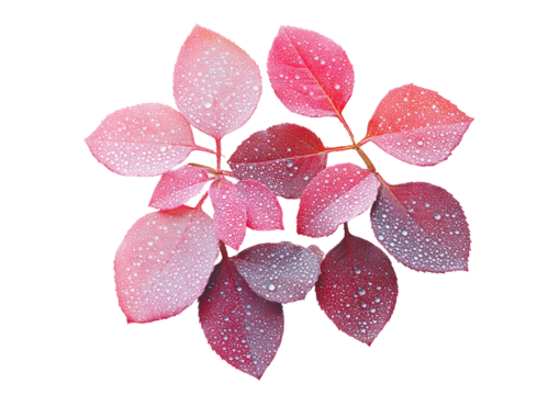 Abstract flower form created from round sparkling petals in pink shades isolated on a transparent background