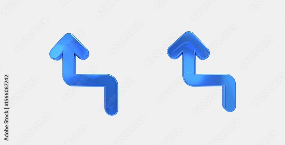 Poster turn sharp left 3d icon on isolate white background