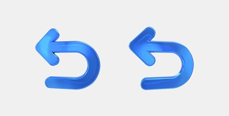 undo 3D icon on isolate white background