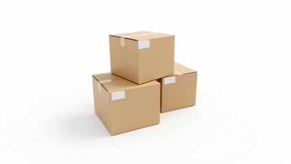Editable Shipping Parcel Mockup with Delivery Labels Isolated on White