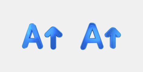 uppercase 3D icon on isolate white background