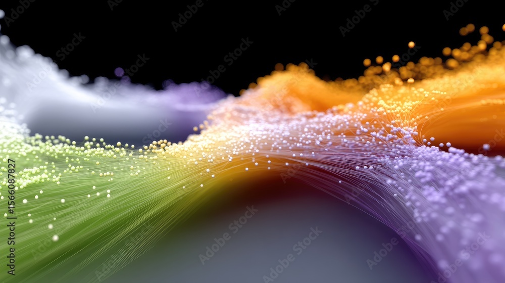 Aufkleber abstract data visualization: glowing wave of particles