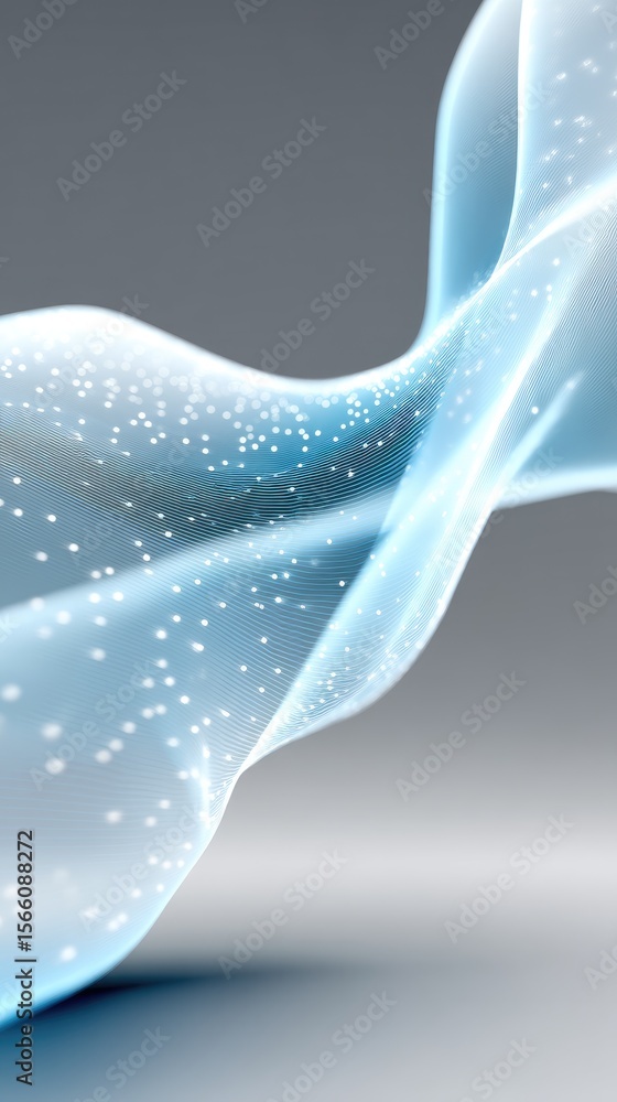 Poster abstract digital data structure: glowing blue particle network